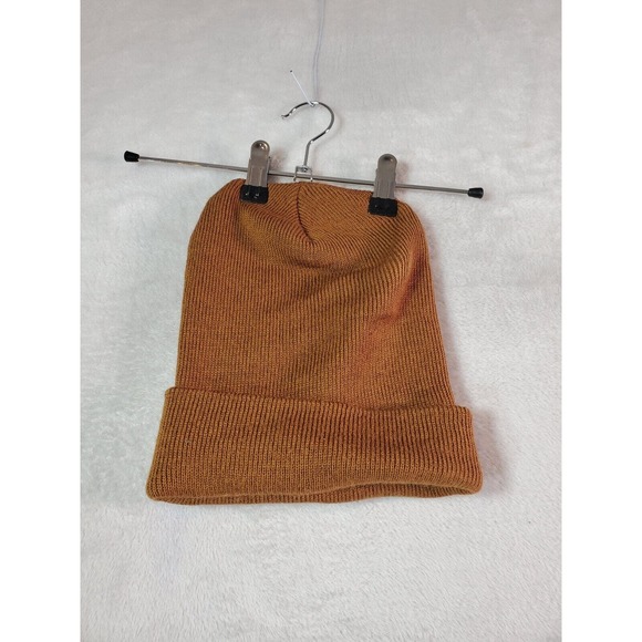 Carhartt Stocking Winter Beanie Cap Unisex One Size Brown Knit Logo EUC - Picture 2 of 4